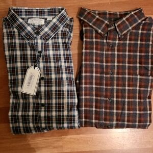 2 New Roundtree & Yorke Men's 3XB Plaid Long Sleeve Flannel Shirts